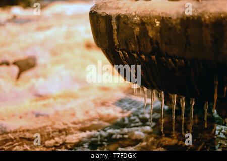 Frozen car bumper close up view Stock Photo