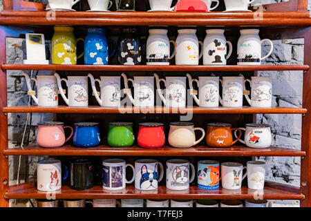 Yilan, JAN 5: Many colorful coffee cups on the shelf on JAN 5, 2019 at Yilan, Taiwan Stock Photo