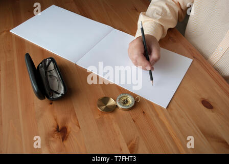 Man hand writing close up. Man searching for job openings. Scientist researching process concept. Exam preparation concept. Writer. Education idea Stock Photo