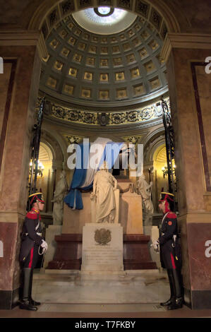 The resting place of General José de San Martin, greatest national hero of Argentina, Chile, and Peru, in the Cathedral of Buenos Aires, Argentina. Stock Photo