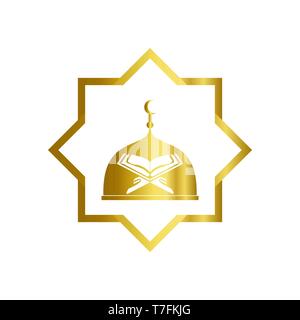 Mosque logo design vector template illustration. Islamic architecture, moslem community, pray room, Ramadan kareem symbol icon.EPS 10 Stock Vector