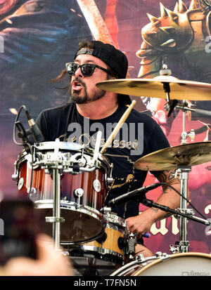 May 5, 2019, Encino, California, Dave Grohl makes a surprise appearance at the 2019 Ride for Ronnie charity concert at Los Encinos State Historic Park Stock Photo