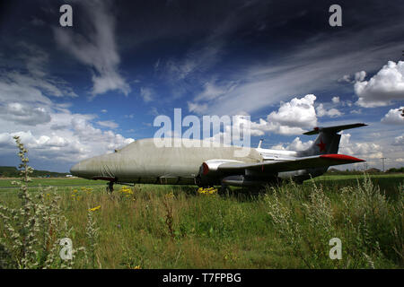 old aircraft on overgrown runway, Breighton Aerodrome