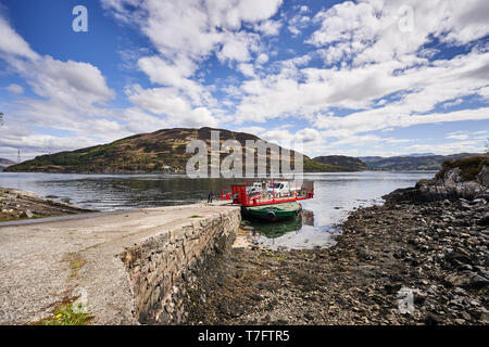 The Glenelg Ferry preparing to travel from the Scottish mainland to the Isle of Skye Stock Photo