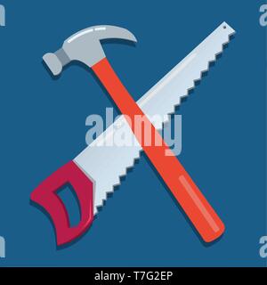 hand saw and hammer vector symbol illustration Stock Vector