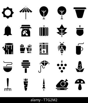 Fall Season Black Icon Logo Vector or Illustration. Editable Stroke and color. Stock Vector