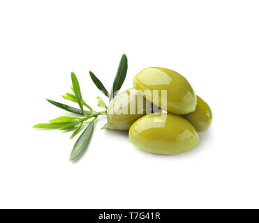 Oily olives on white background Stock Photo