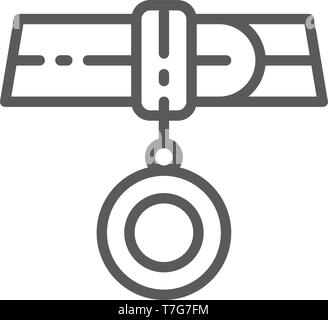 Collar with address, medallion line icon. Stock Vector