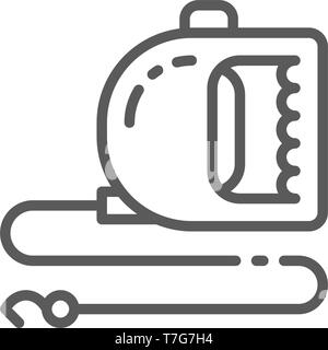 Roulette leash for pet line icon. Stock Vector