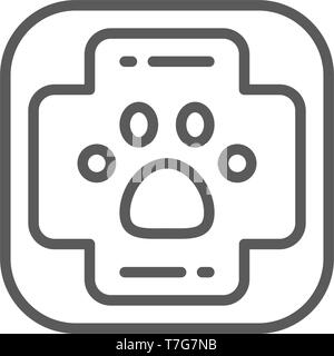 First aid kit for animals line icon. Stock Vector