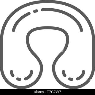 Curved pillow for neck line icon. Stock Vector