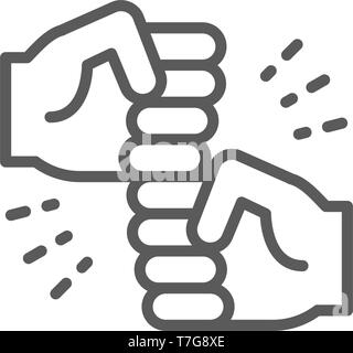 Friendly gestures, joyous punches line icon. Stock Vector