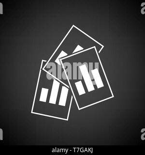 Analytics Sheets Icon. White on Black Background. Vector Illustration. Stock Vector