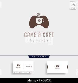 game cafe logo design concept vector illustration icon element - vector Stock Vector