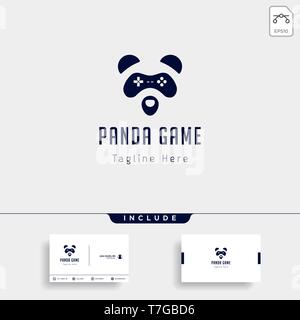 panda game logo design template animal concept controller - vector Stock Vector