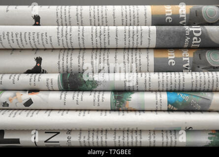 Various newspapers, closeup Stock Photo