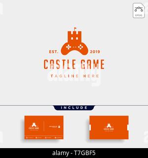 castle game logo design template concept controller - vector Stock Vector