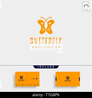 butterfly game logo design template animal concept controller - vectorbear game logo design template animal concept controller - vector Stock Vector
