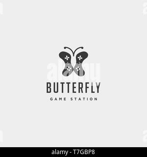 butterfly game logo design template animal concept controller - vectorbear game logo design template animal concept controller - vector Stock Vector