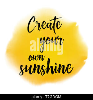 Inspirational quote on a yellow sunny watercolour texture Stock Photo