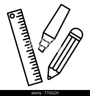 Pencil and Pen Icon, Vector Illustration, Education Outline Stock Photo