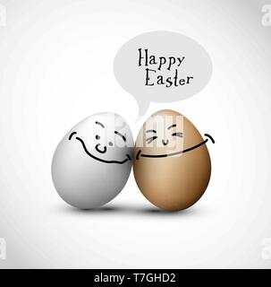 Funny easter eggs with a speech bubble Stock Vector
