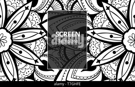 Computer screen design template with sofisticated mandala. Ethnic Mandala ornament. Stock Vector
