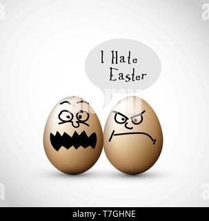 Funny easter eggs with a speech bubble Stock Vector
