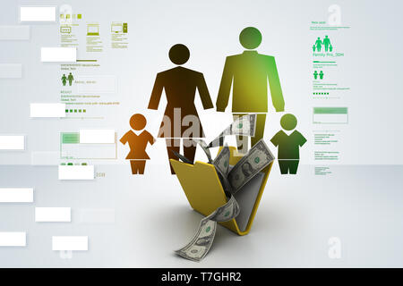 Folder with money  and family icon Stock Photo