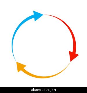 Color circular arrow in flat style. Vector illustration. Refresh or reload symbol. Stock Vector