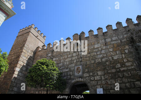 Spain. Andalusia. Seville. Royal Alcazar-walls. Almohad period. Stock Photo