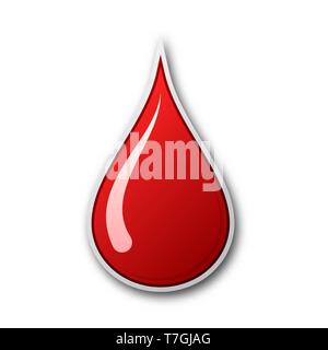 Red blood drop icon. Vector illustration. The concept of donating blood. Blood drop isolated Stock Vector