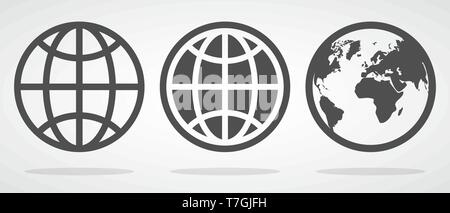 Set of Globe icons in flat style. Vector illustration. Symbol of Earth. Planet icon. World symbol isolated Stock Vector