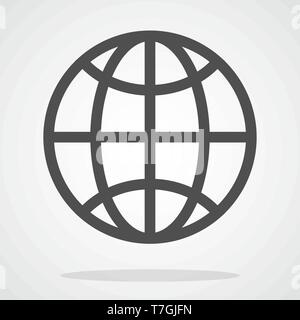 Globe icon in flat style. Vector illustration. Symbol of Earth. Planet icon. World symbol isolated Stock Vector