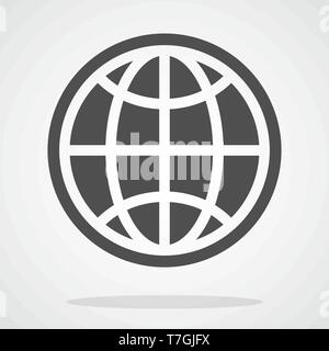 Globe icon in flat style. Vector illustration. Symbol of Earth. Planet icon. World symbol isolated Stock Vector