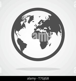 Globe icon in flat style. Vector illustration. Symbol of Earth. Planet icon. World symbol isolated Stock Vector