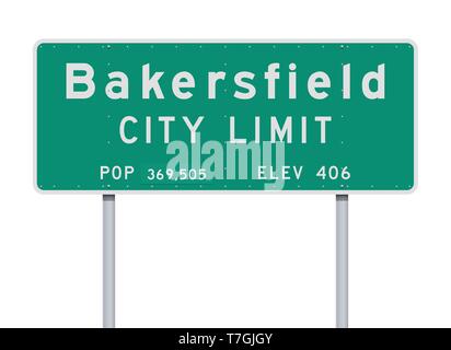 Vector illustration of the Bakersfield City Limit green road sign Stock Vector