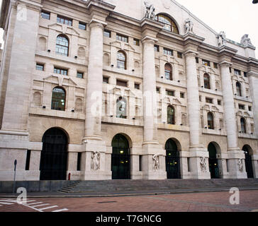 Midnight Palace. Italian stock exchange palace in Milan Stock Photo