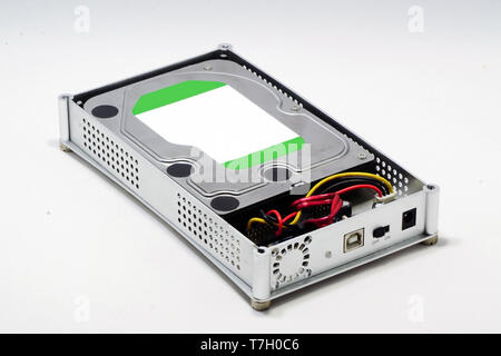External hdd drives on white isolated background Stock Photo