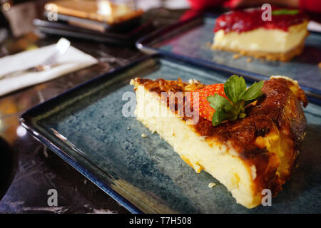 San Sebastian cheesecake close up view Stock Photo