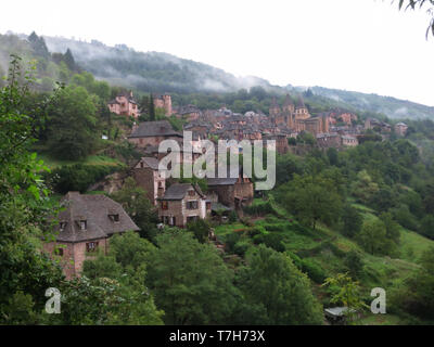Conques, historic town along the Via Podiensis, also know as Le Puy Route, in southern France. Stock Photo