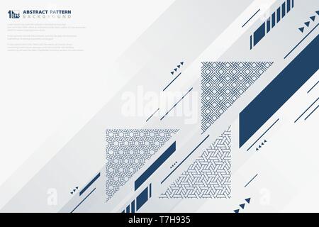 Abstract pattern design of blue cover geometric style vector background. You can use for geometrical pattern cover, design artwork, ad, poster, print. Stock Vector