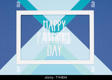 Abstract Happy Fathers Day multicoloured paper texture minimalism background. Minimal geometric shapes and lines Happy Fathers Day greeting card. Stock Photo