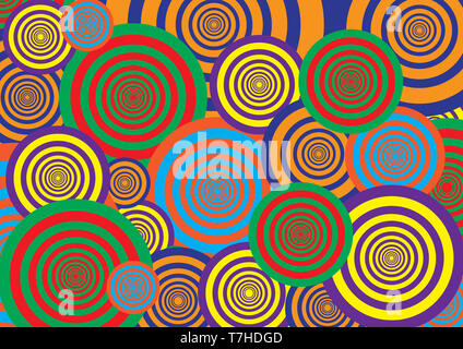 Colorful radial circles background Stock Photo