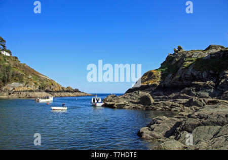 Foot ferry service to Looe from Polperro Cornwall, Stock Photo