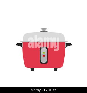 Cooker rice vector electric icon illustration kitchen food pot object background slow pan isolated Stock Vector