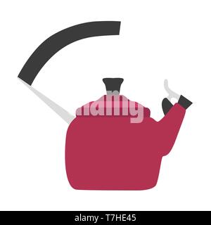 Kettle illustration vector tea design top stove steam kitchen icon appliance hot flat teapot Stock Vector