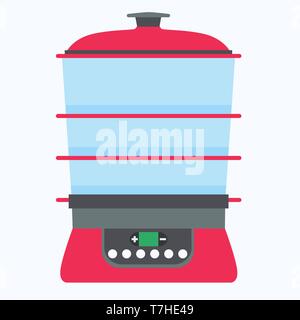 Steamer food icon vector cook cooking kitchen illustration isolated flat symbol equipment steam electric Stock Vector