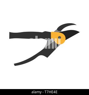 Shears pruning icon garden gardening scissors vector tree tool white equipment silhouette black Stock Vector