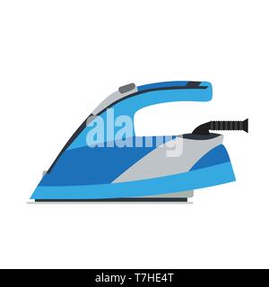 Iron electric ironing vector home illustration clothes laundry flat equipment icon appliance cartoon Stock Vector